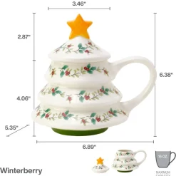 Coffee Mugs|Pfaltzgraff® Winterberry® Tree Figural Covered Mug