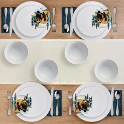 Dinnerware Service For 4|Studio Nova Woodland Animals 12 Piece Dinnerware Set, Service for 4
